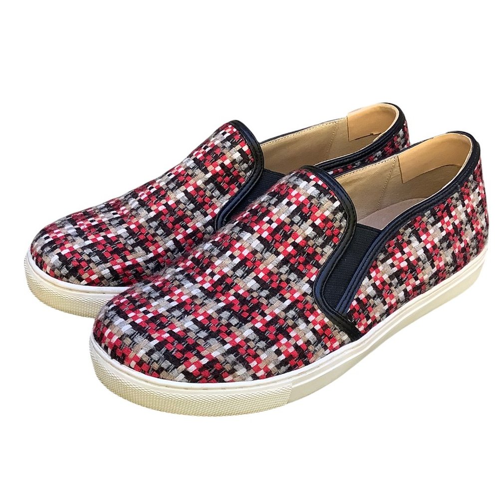 J/Slides Plaid Slip on Tweed Loafers 8